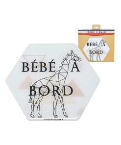 Adhésif / Autocollant bébé à bord - Girafe - Blanc