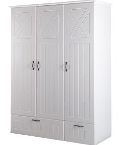 ROBA Armoire "Constantin" 3 portes et 2 tiroirs – blanc fraisé - Blanc