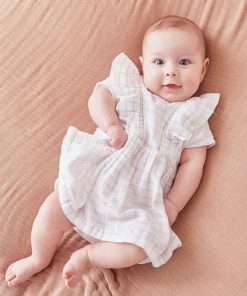 Set robe + bloomer à carreaux, lurex - Blanc
