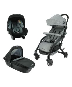 Poussette Combinée 3 En 1 Lili + Beone (0-13kg) + Flora (0-6 Mois) - Gris souris