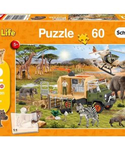 Puzzle 60 pièces avec 2 figurines Schleich : Sauvetage d'animaux aventureux - N/A