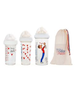 Lot de 3 biberons anti colique gigognes Papa-bébé by Soledad (360 ml et 210 ml) - Rouge