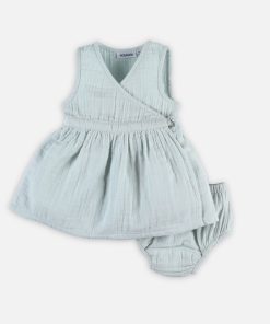 Robe + bloomer en coton BIO, - Bleu