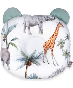 Coussin anti tête plate en coton et velvet, Safari - Vert