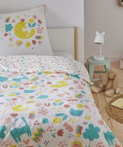 Future Home - Parure de lit enfant en coton 57 fils imprimé blanc - Blanc