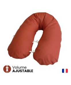 Coussin d’Allaitement Terracotta, RECHARGEABLE 100% COTON BIO - Fabrication Française - Rouge