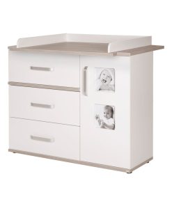 ROBA Large Commode à Langer "Moritz" avec 2 Cadres Photo - Hauteur à Langer 94 cm - Blanc Gris