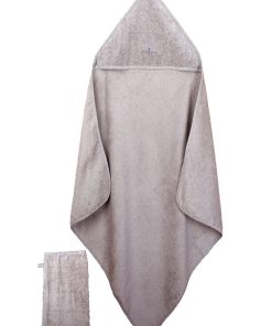 Eveil Et Nature Cape De Bain Et Gant Coton Bio - Gris
