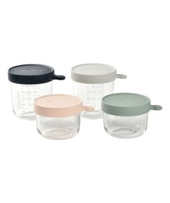Coffret 4 pots de conservation en verre (150 ml et 250 ml) - Bleu