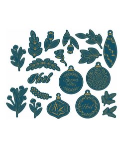 19 étiquettes Noël - Bleu et Or - N/A