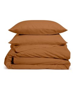 Bleu Câlin - Parure de lit unie 2 personnes Percale de coton 80 fils/m² - Orange