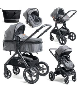 Poussette combinée trio 3 en 1 - siège auto 0m – nacelle – jusqu’à 22kg - gris - Premium - Gris