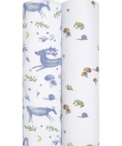 Lot de 2 maxi-langes en coton bio Outdoors (120 x 120 cm) - Bleu