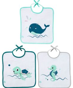 Lot de 3 bavoirs Marin - 6 mois - Bio - Bleu