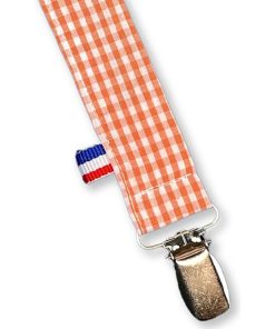 Attache Tétine en Coton Bio Teddy Vichy - Orange