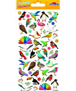 Autocollants réutilisables - Relief 3D - Oiseaux - Finitions dorées - N/A