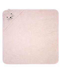Cape de bain chat en coton - Rose