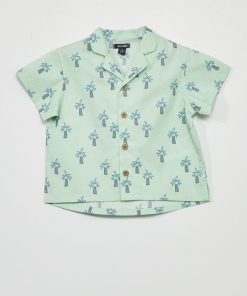Chemise en popeline avec imprimé - Vert