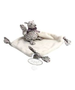 doudou Dimpel Ecureuil Blanc liberty violet Tobi Attache Tetine - Blanc