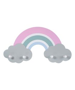 Porte-manteau mural forme arc-en-ciel en bois - Rose pâle