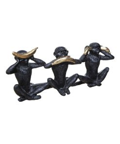 Objet résine singe sagesse - Noir