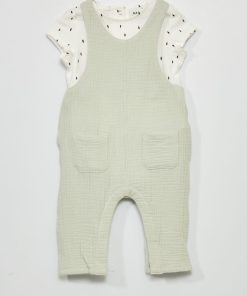 Ensemble salopette + body - Vert