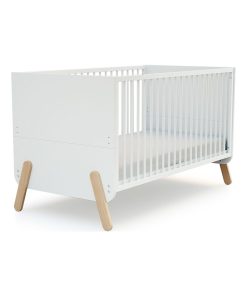 At4 - Lit Bébé 70x140 Évolutif Pirate Blanc Et Hêtre Verni - Marron clair