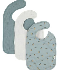 3 bavoirs PEPPY PENGUINS mix bleu - Bleu
