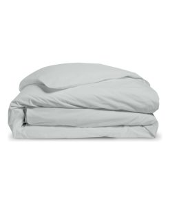 Bleu Câlin - Housse de couette unie Percale de coton 80 fils/m² - Gris clair