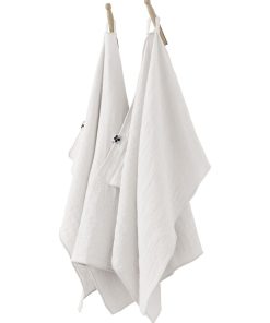 Lot de 2 essuie-mains Gaze de coton Collection Gaia - Blanc