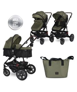 LORELLI - Poussette combinée trio 3 en 1 - siège auto 0m – nacelle – dès la naissance – jusqu’à 15kg - Vert