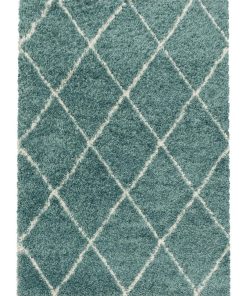 Tapis berbère style 200x290 SHAGGY AL Bleu OEKO TEX idéal pour Salon - Bleu