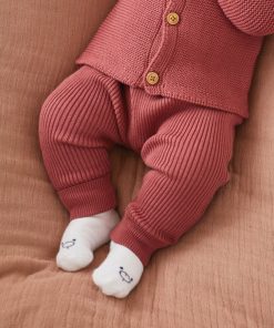 Pantalon en tricot, lie de vin - Rouge
