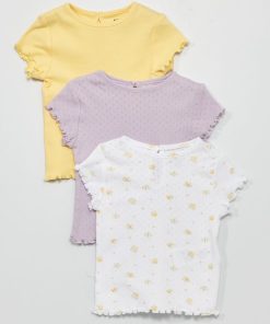 Lot de 3 t-shirts en maille pointelle - BLANC