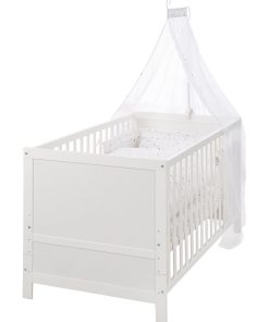 ROBA Lit bébé évolutif complet "Sternenzauber" blanc - 70x140 + Équipement Complet - Blanc