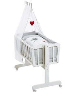 ROBA Berceau Adam & Eule 40x90 cm + Équipement Complet - Bois Laqué Blanc - Blanc