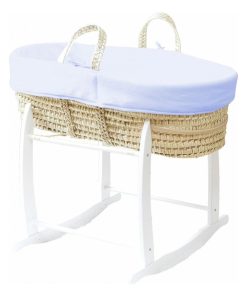 Couffin avec Support Blanc & Habillage Azur en Coton Bio - Bleu clair