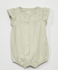 Barboteuse en jersey avec broderie - gris mercure