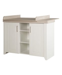 ROBA Commode à Langer "Felicia" – avec Plan Amovible – Style Maison de Campagne – Blanc - Blanc Gris