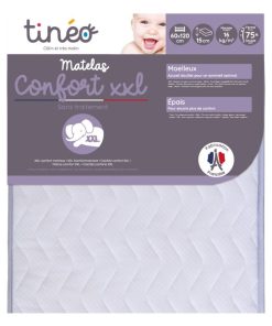 Matelas bébé Confort XXL - 60 cm x 120 cm x 15 cm - Blanc