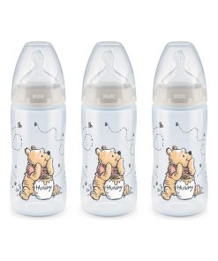 Lot 3 biberons First Choice+ Winnie 300 ml 0-6M perçage M Nuk - Transparent