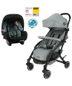 Poussette 2 En 1 Lili Avec Siège Auto Beone Groupe 0+ (0-13kg) - Gris moyen