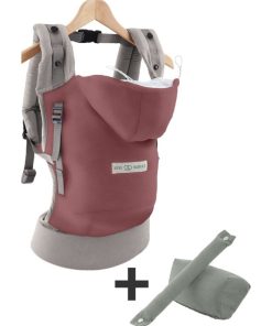 Porte bébé HoodieCarrier bois de rose + booster réhausseur et cale-tête - Rose