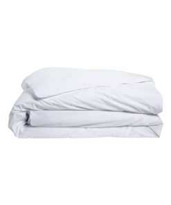 Bleu Câlin - Housse de couette unie Percale de coton 80 fils/m² - Blanc