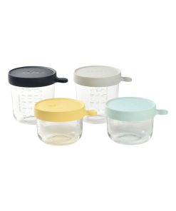 Coffret 4 pots de conservation en verre (150 ml et 250 ml) - Jaune