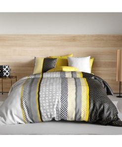 Housse de couette 140x200 Lumi + 2 taies 100% coton 57 fils - Blanc