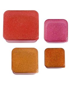 Lot de 4 boîtes à goûter à paillettes Autumn pink - Rose