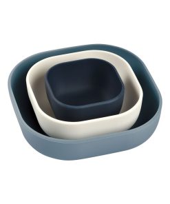 Lot de 3 bols silicone gigogne night/cotton/baltic - Bleu