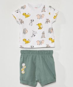 Ensemble short + t-shirt 'DS' - Blanc/vert