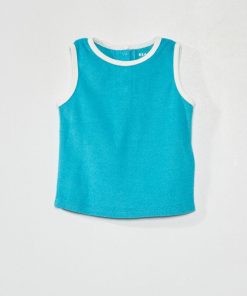 Débardeur uni en éponge - turquoise
